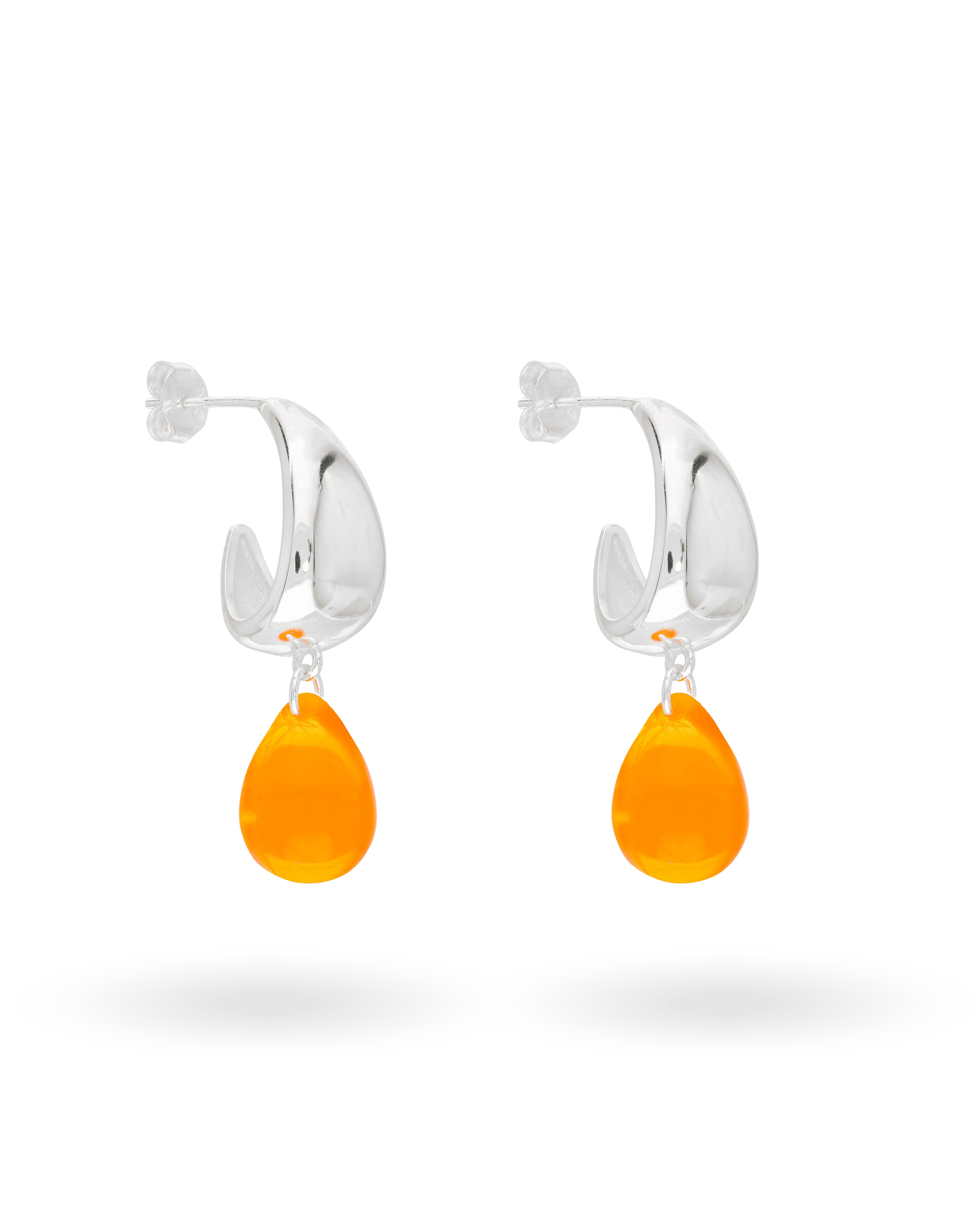 Orange Drop Earrings in Silver