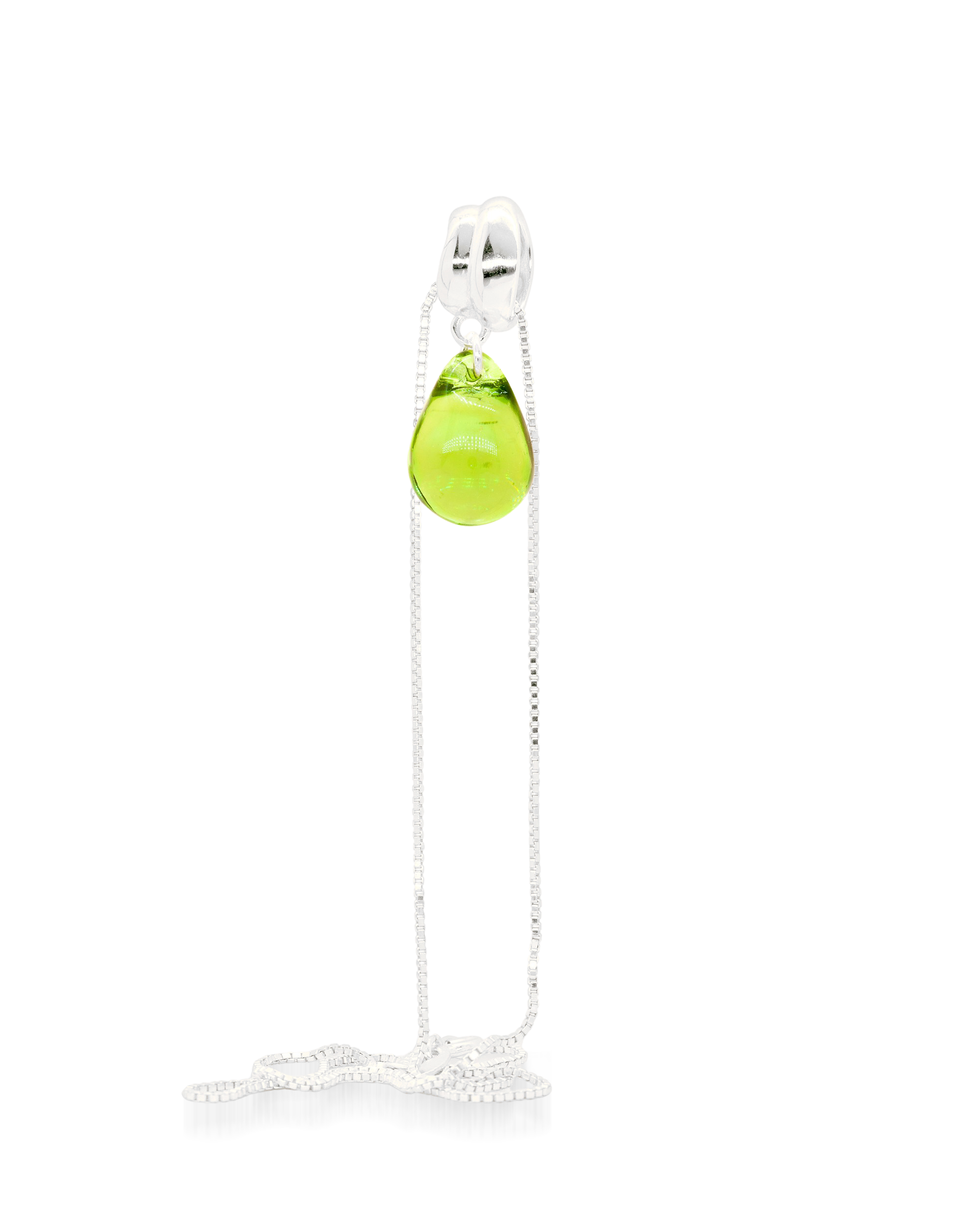 Sugar Drop Green Necklace in Silver