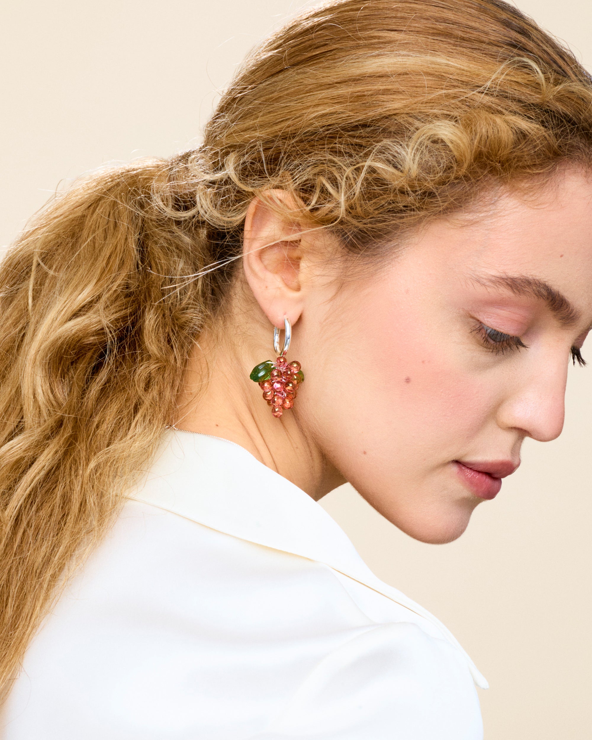 Raspberry Jelly Earrings in Silver