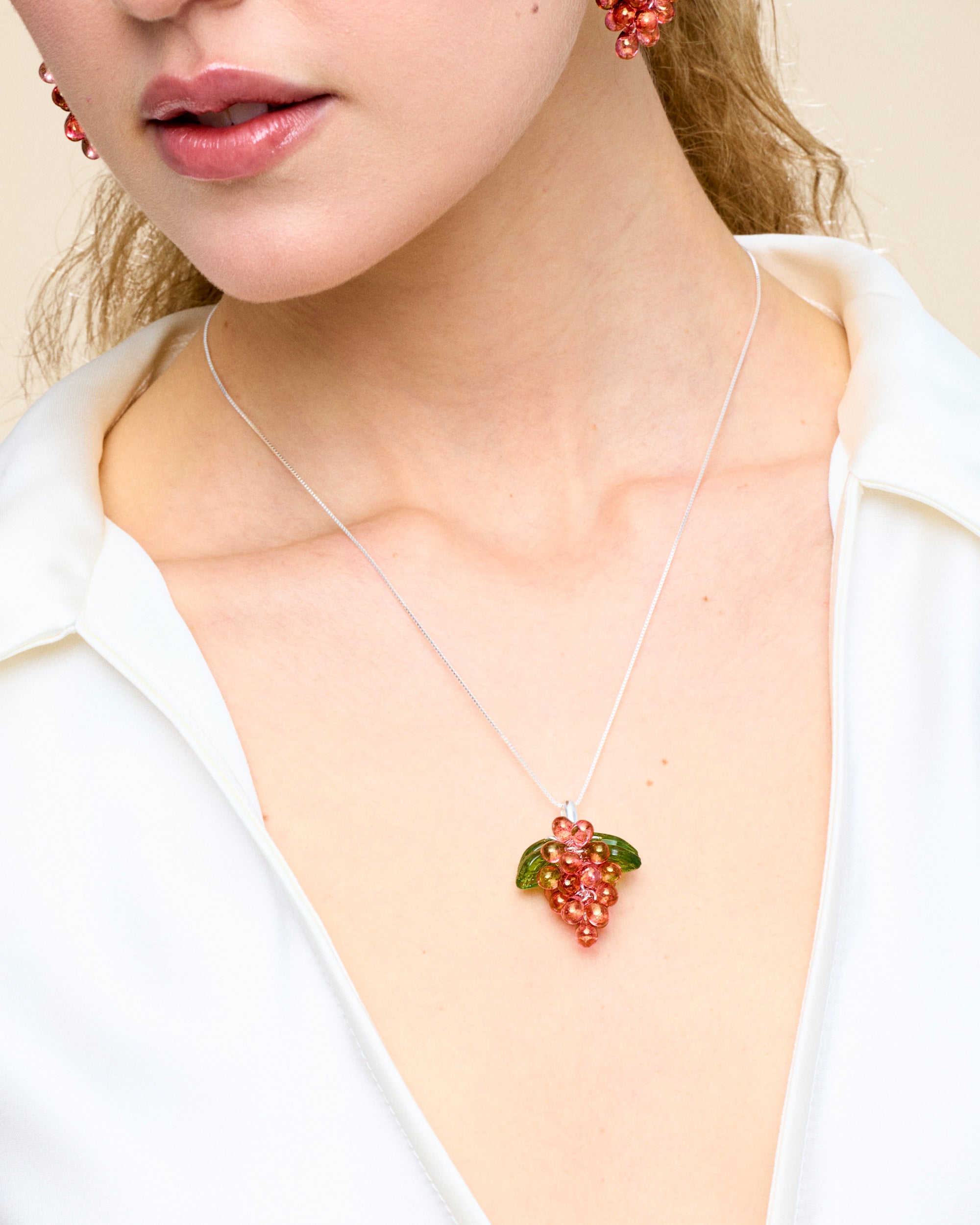 Raspberry Jelly Necklace in Silver