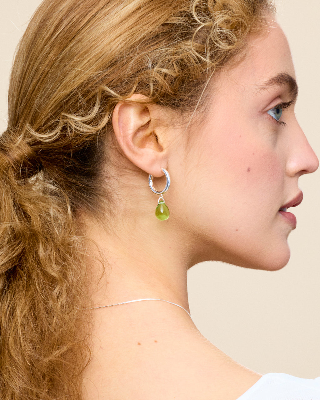Sugar Drop Green Earrings in Silver