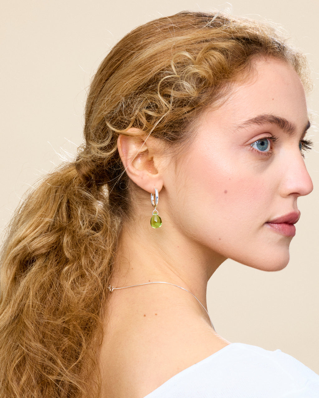 Sugar Drop Green Earrings in Silver