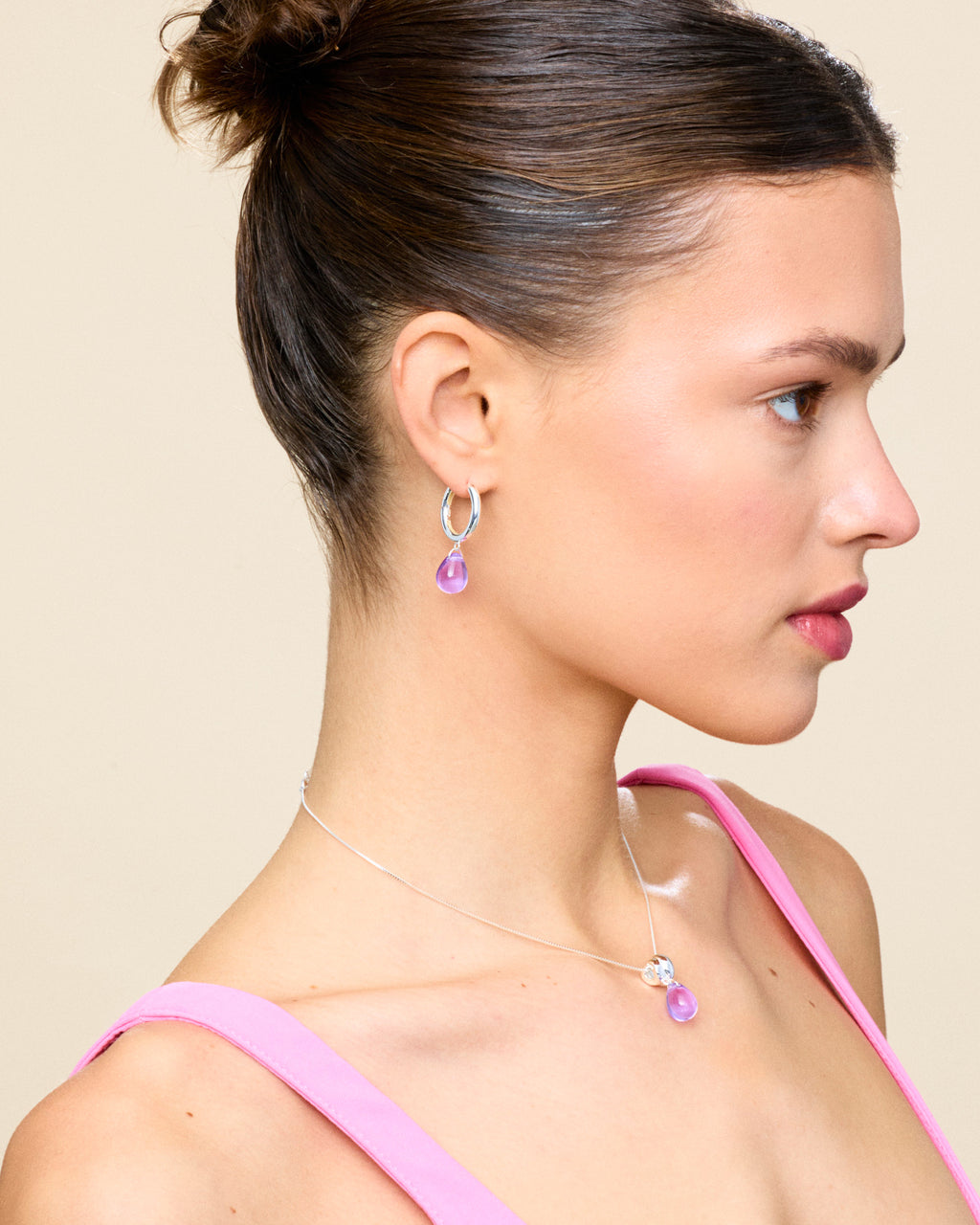 Sugar Drop Violet Earrings in Silver