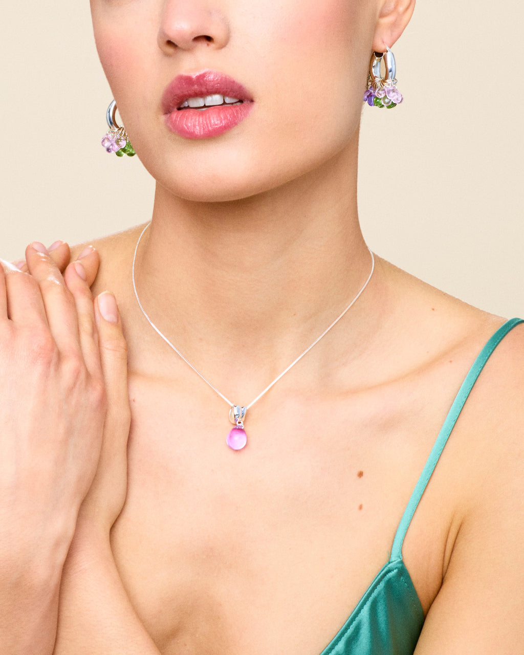 Sugar Drop Violet Necklace in Silver