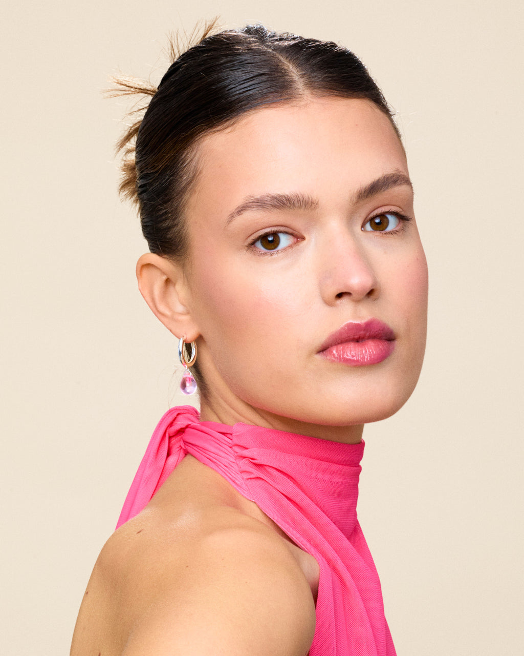 Sugar Drop Pink Earrings in Silver
