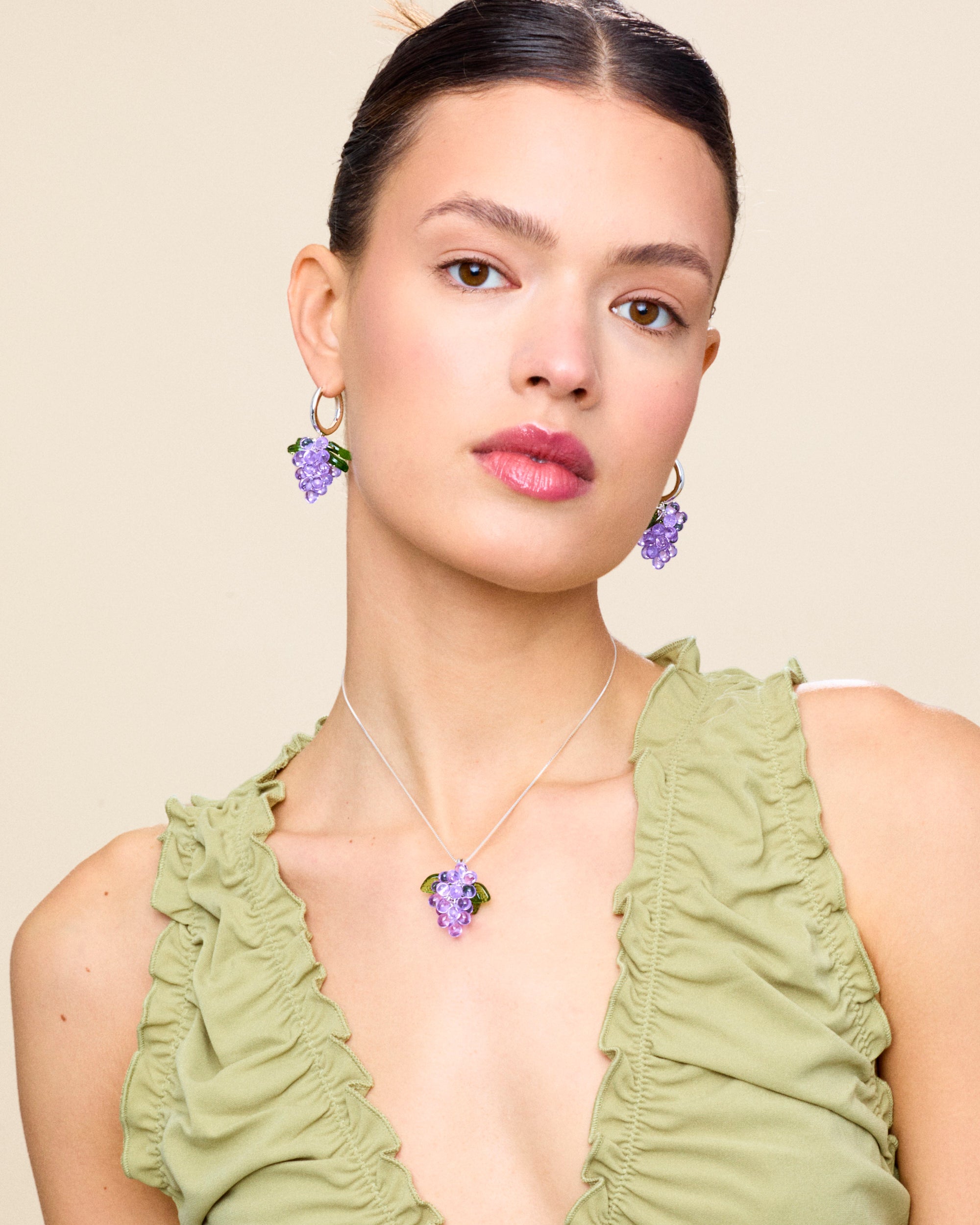 Lavender Jelly Necklace in Silver
