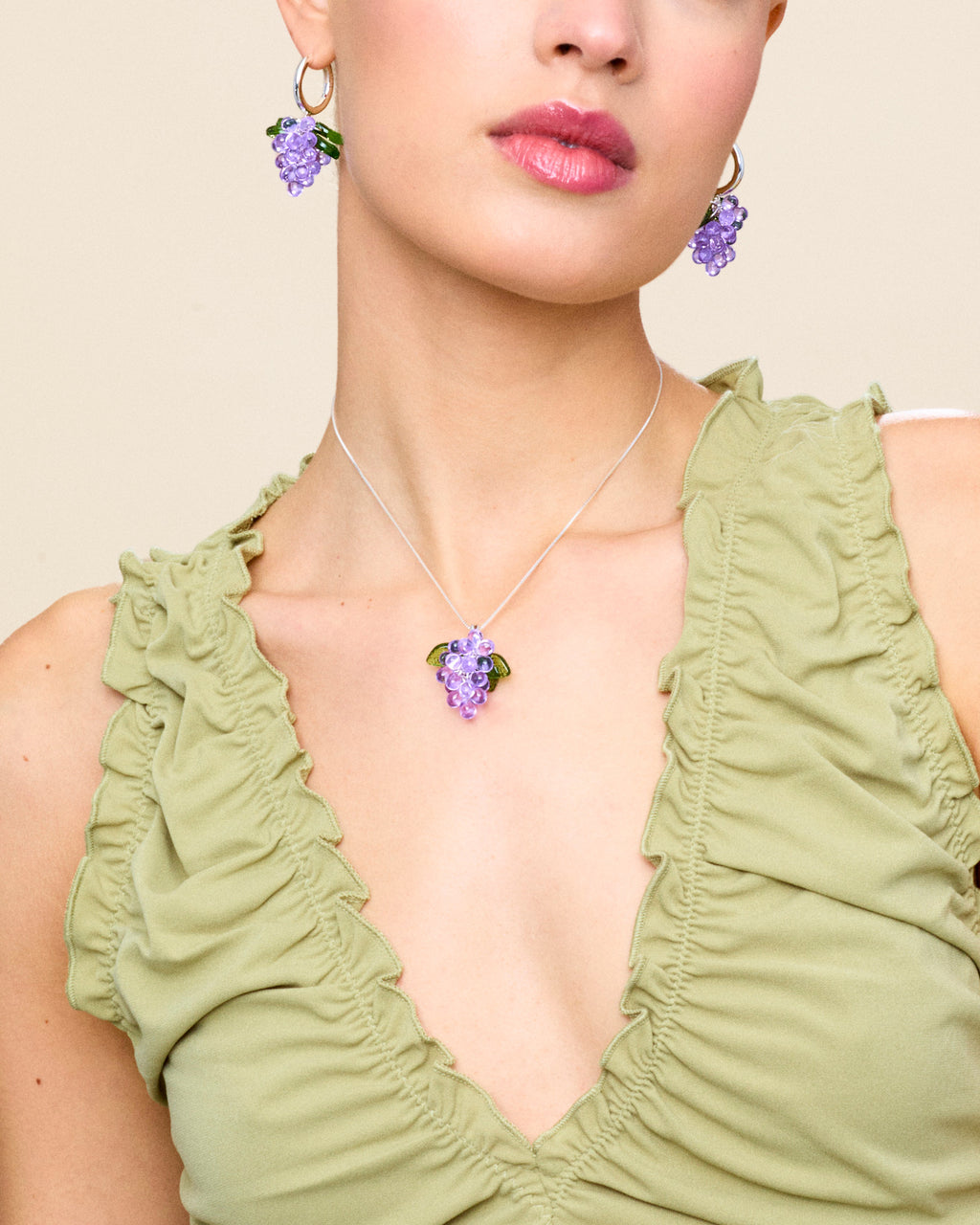 Lavender Jelly Necklace in Silver
