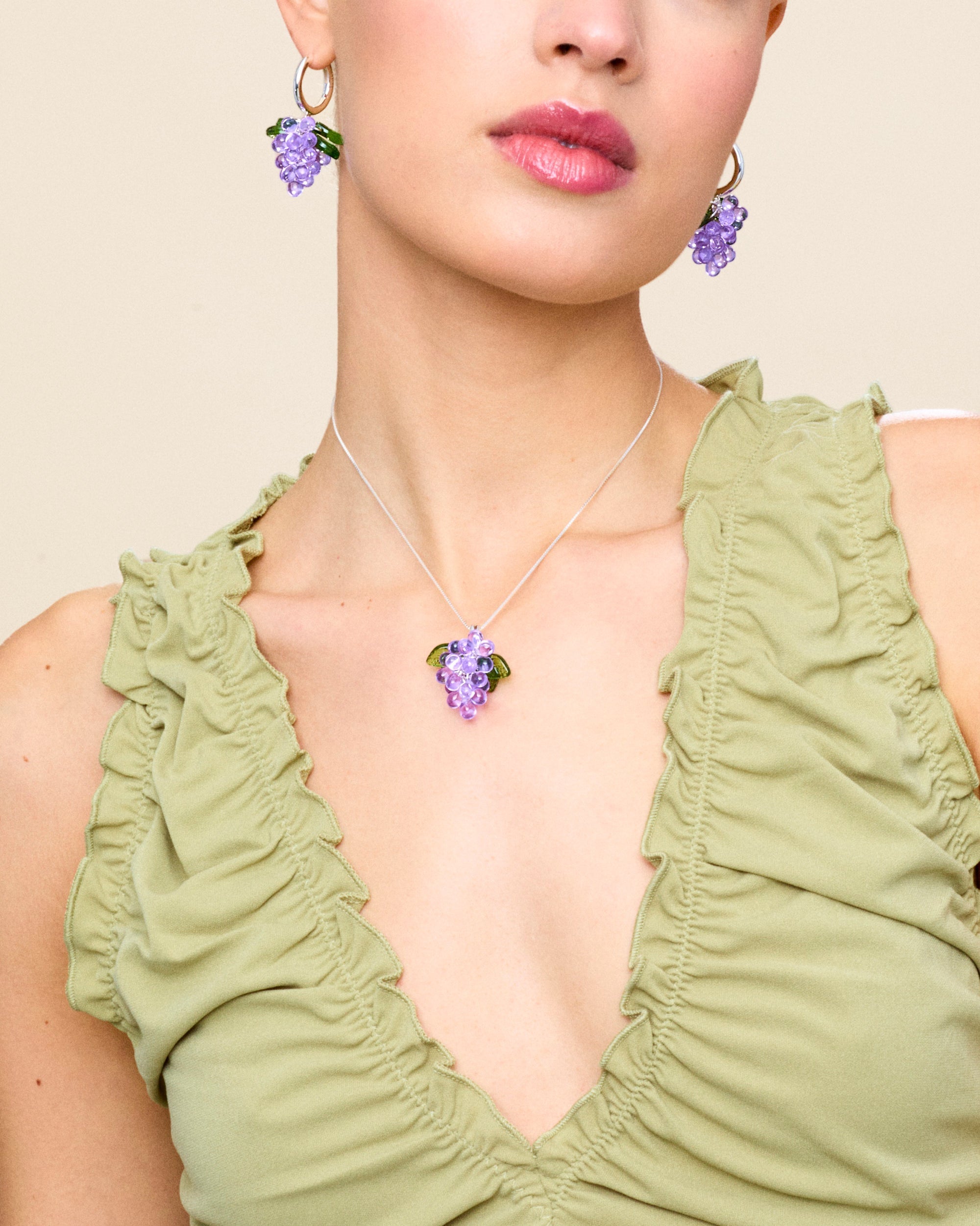 Lavender Jelly Necklace in Silver