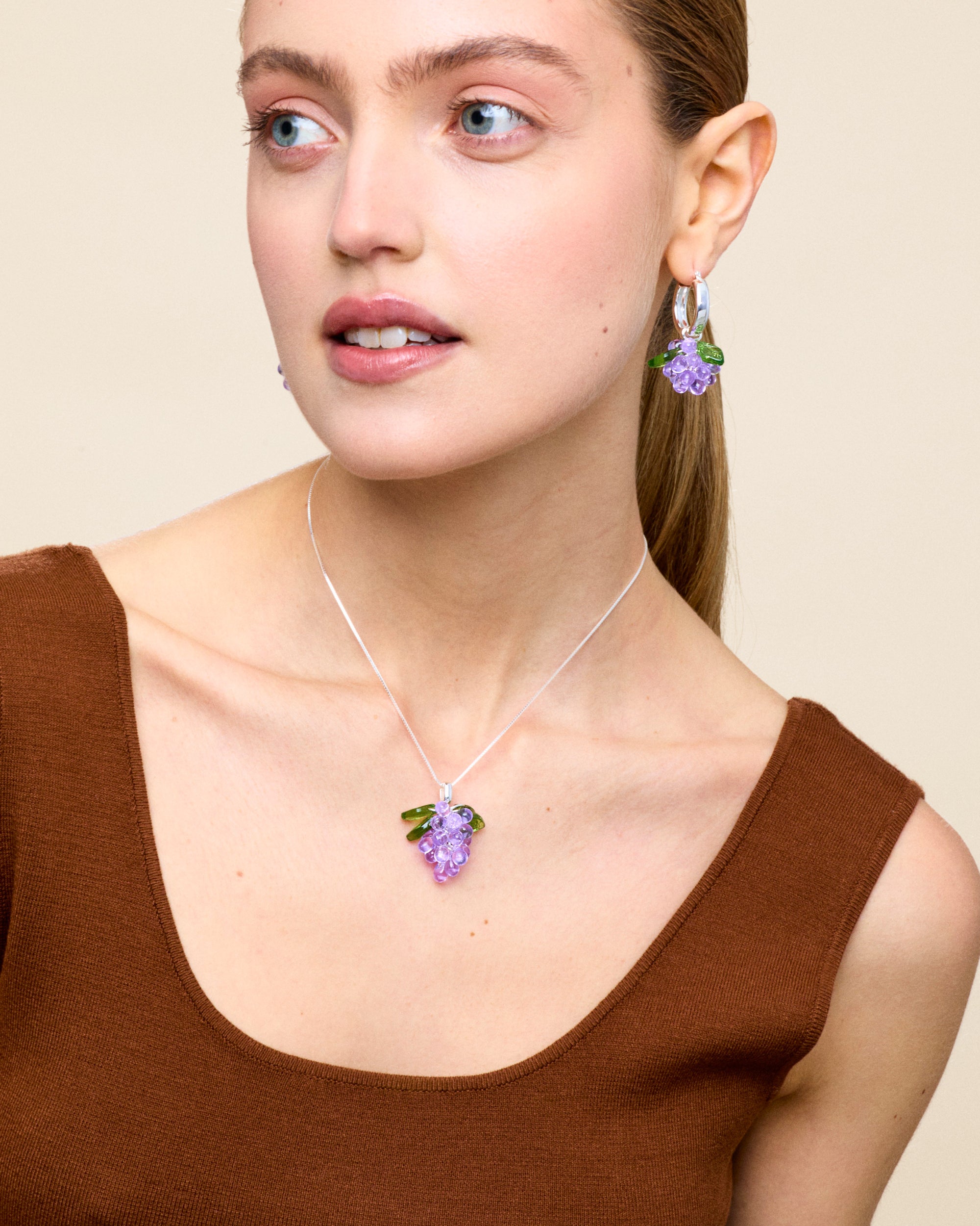 Lavender Jelly Necklace in Silver