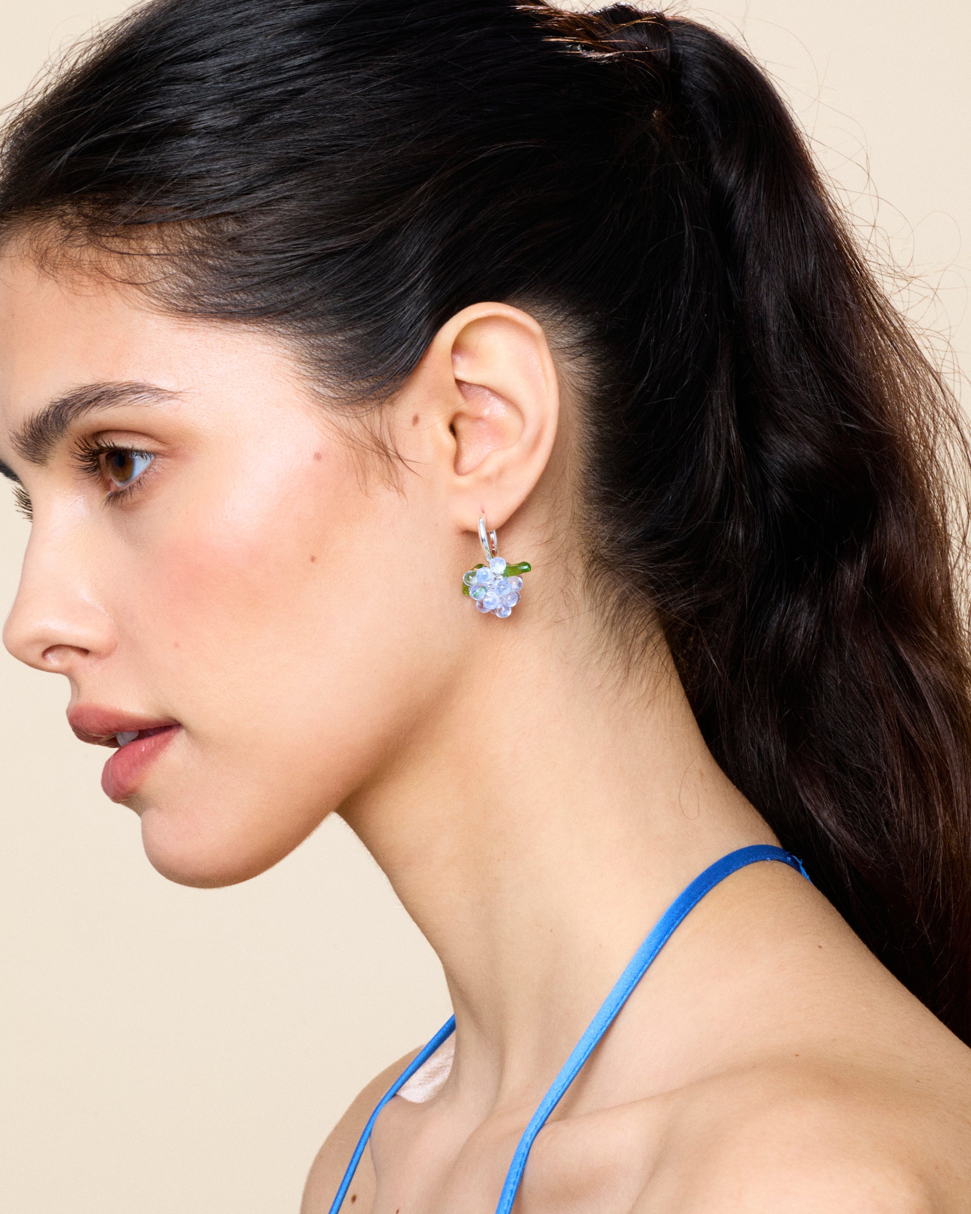 Mini Blueberry Jam Earrings in Silver
