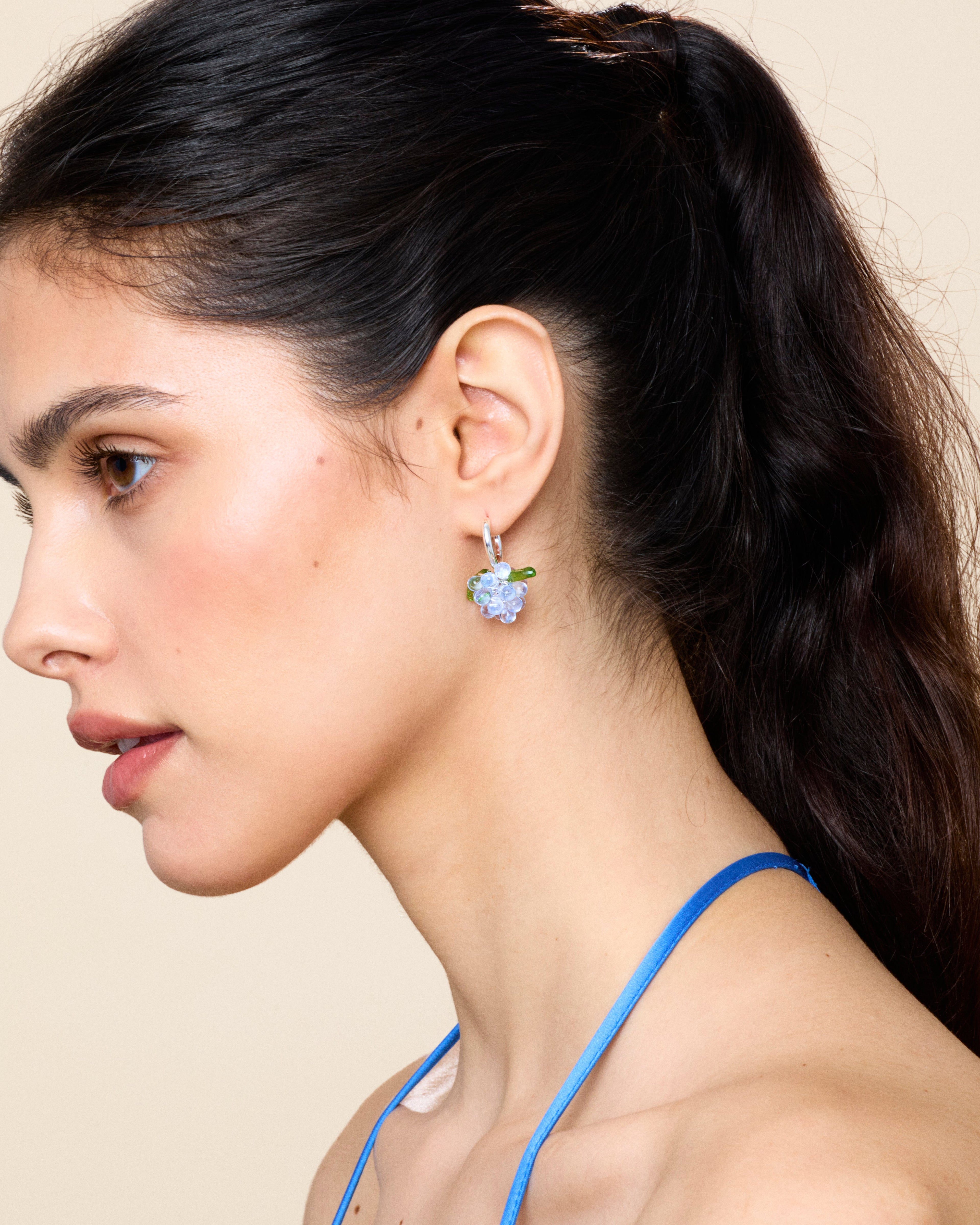 Mini Blueberry Jam Earrings in Silver