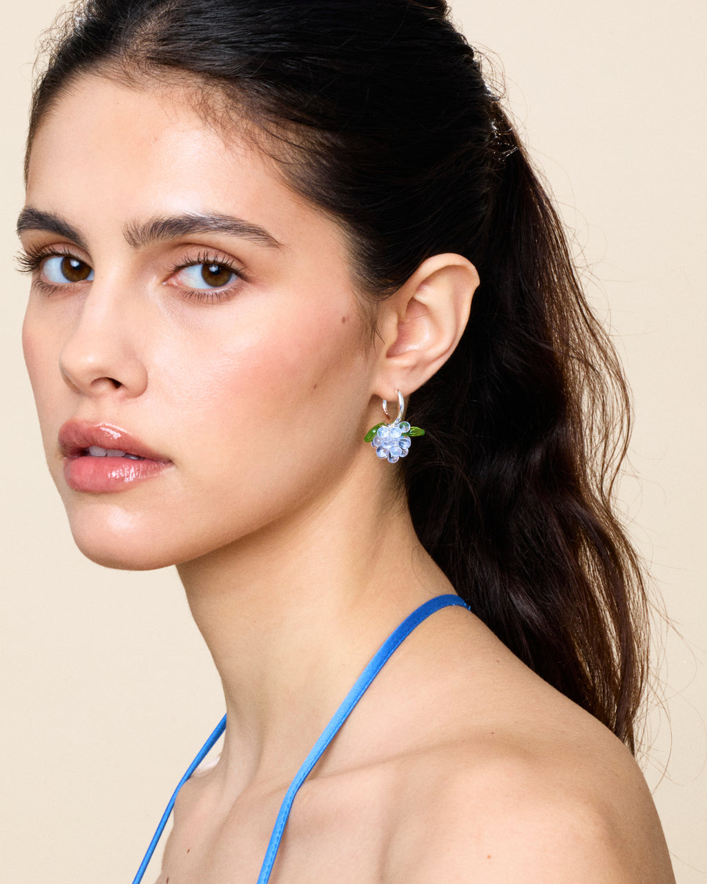 Mini Blueberry Jam Earrings in Silver