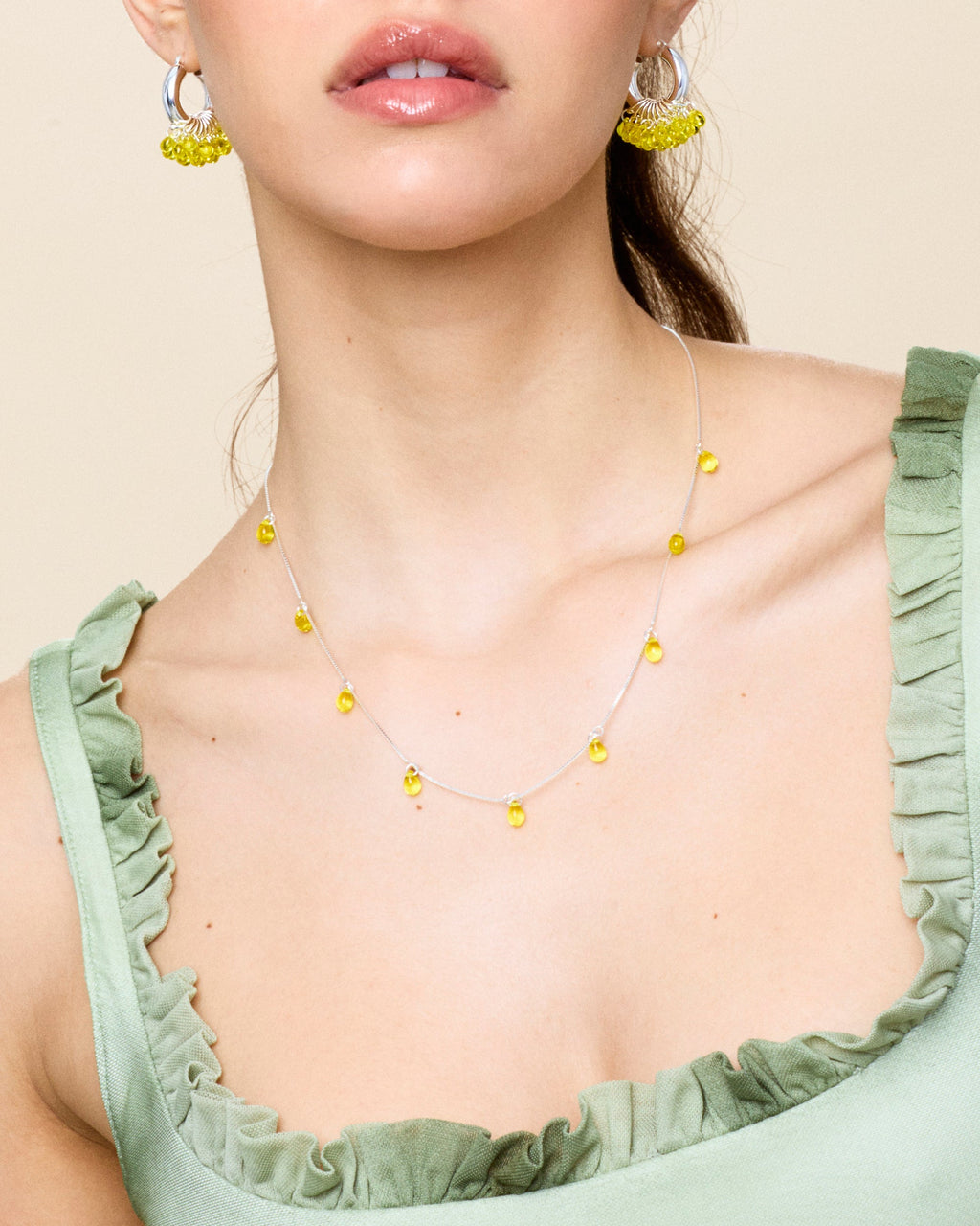 Lemon Iced Tea Necklace in Silver