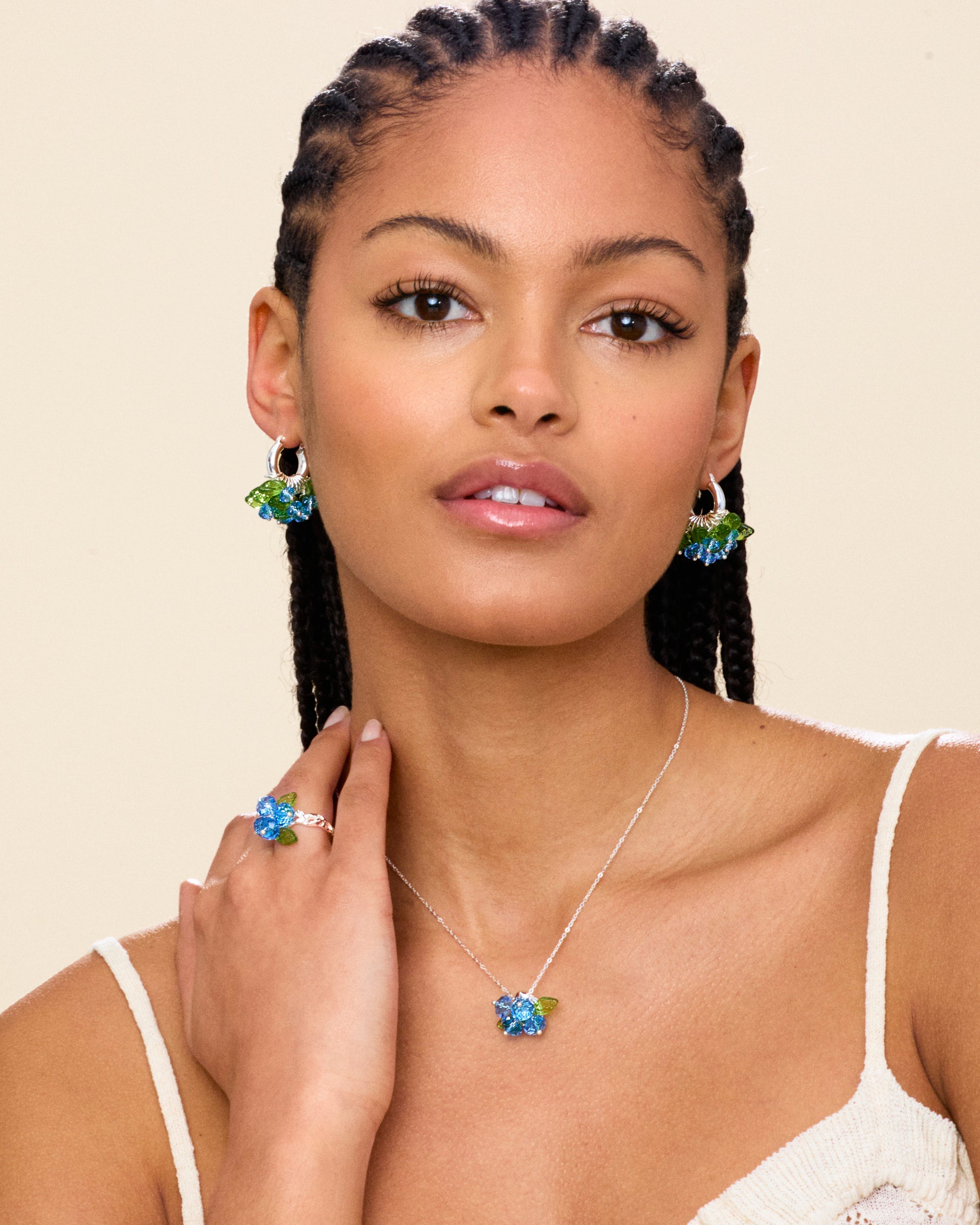 Mini Blueberry Fields Forever Earrings in Silver