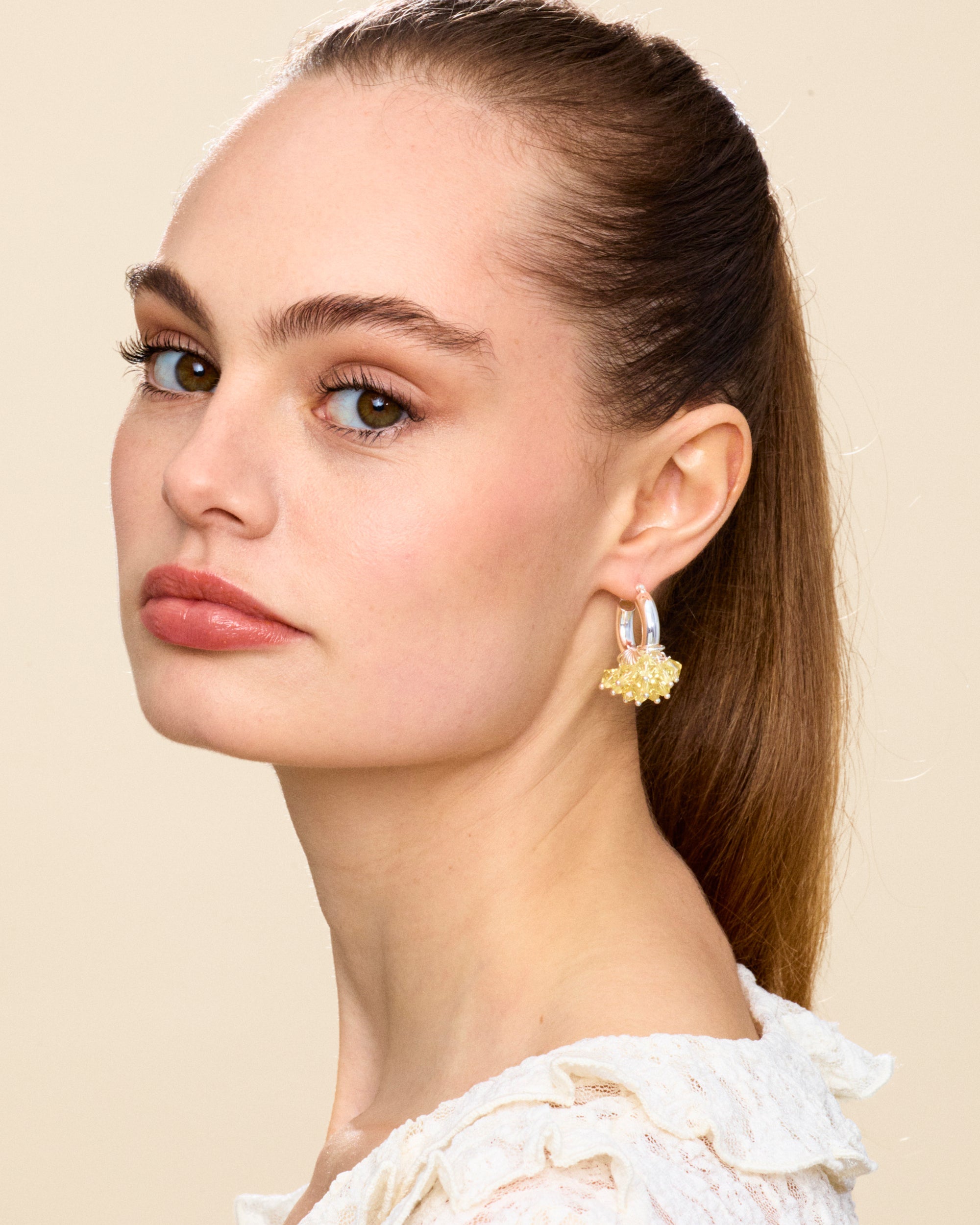 Buttercream Buff Earrings in Silver