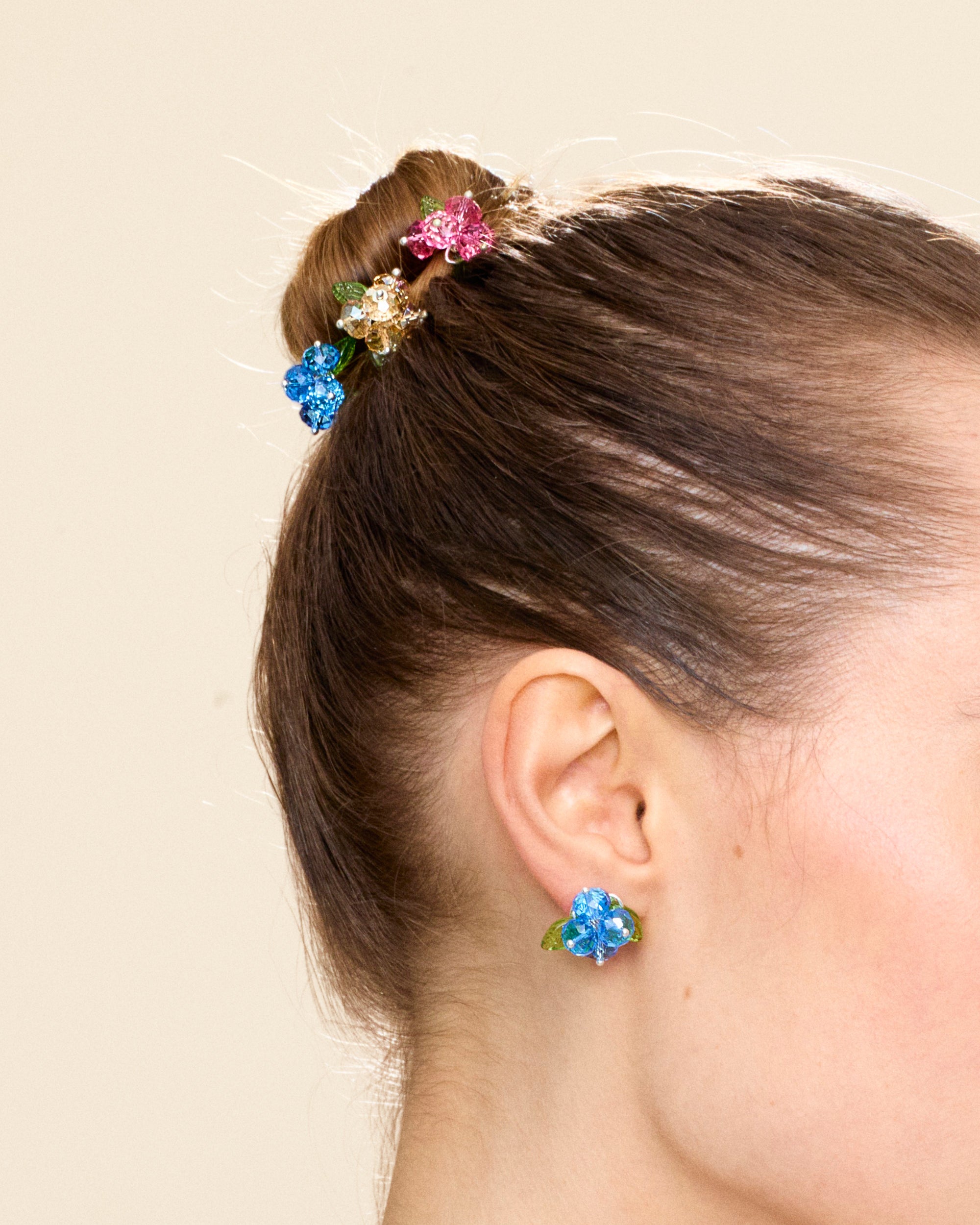 Blueberry Romance Hair Pin in Silver