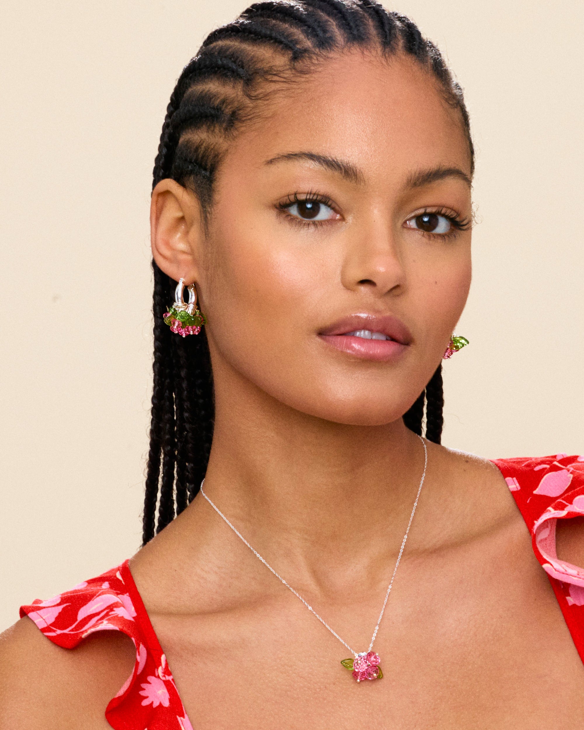 Mini Rose Fields Forever Earrings in Silver