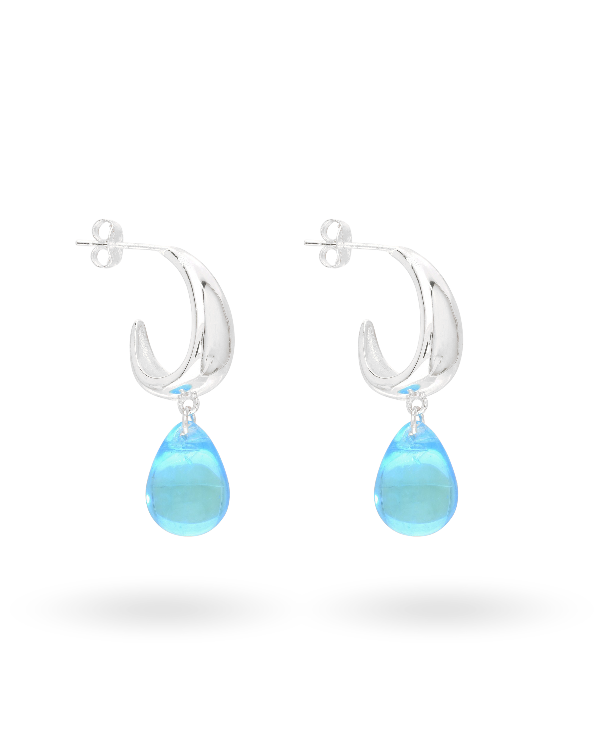 Aqua Drop Earrings in Silver