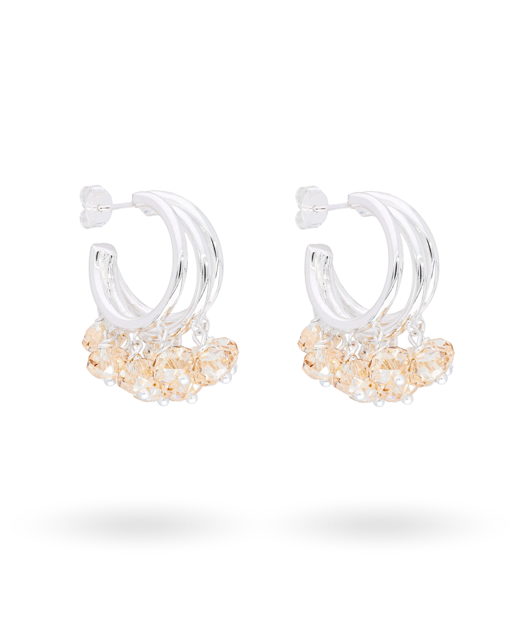 Cream Supreme Earrings in Silver