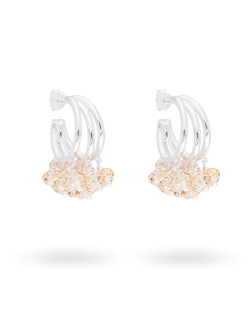 Cream Supreme Earrings in Silver