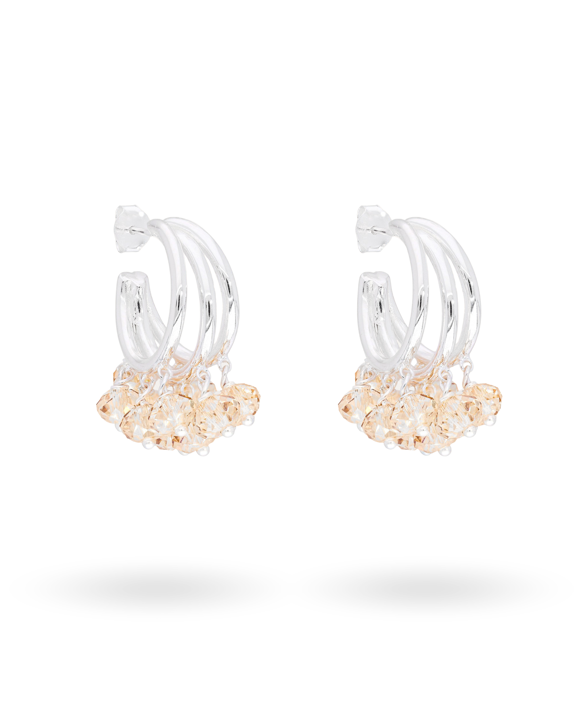 Cream Supreme Earrings in Silver
