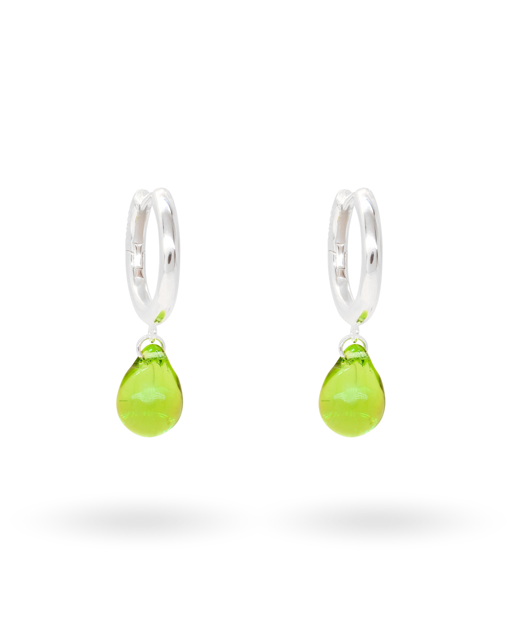 Sugar Drop Green Earrings in Silver