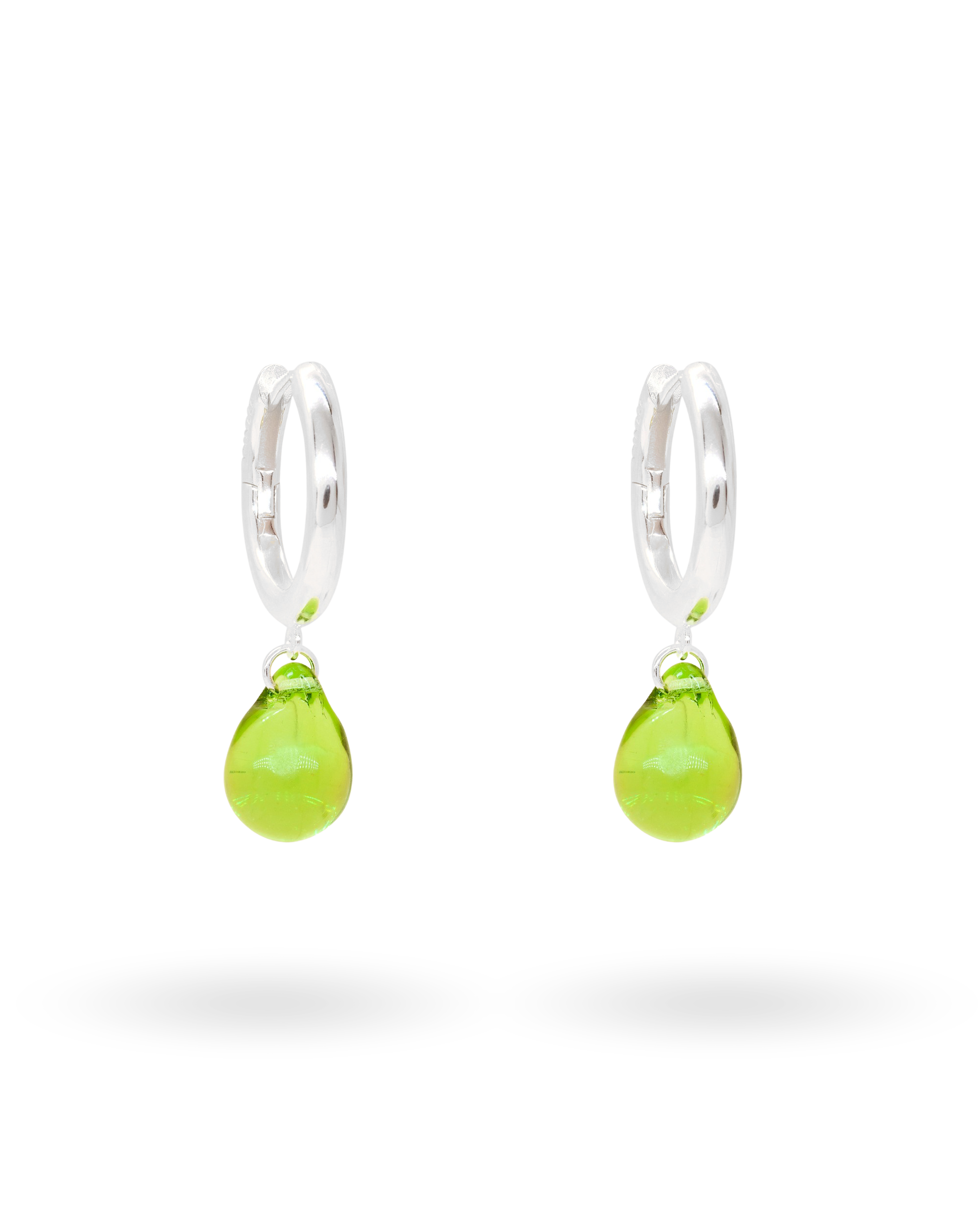 Sugar Drop Green Earrings in Silver