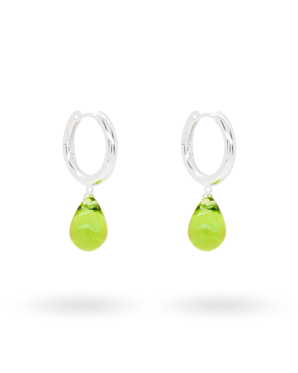 Sugar Drop Green Earrings in Silver