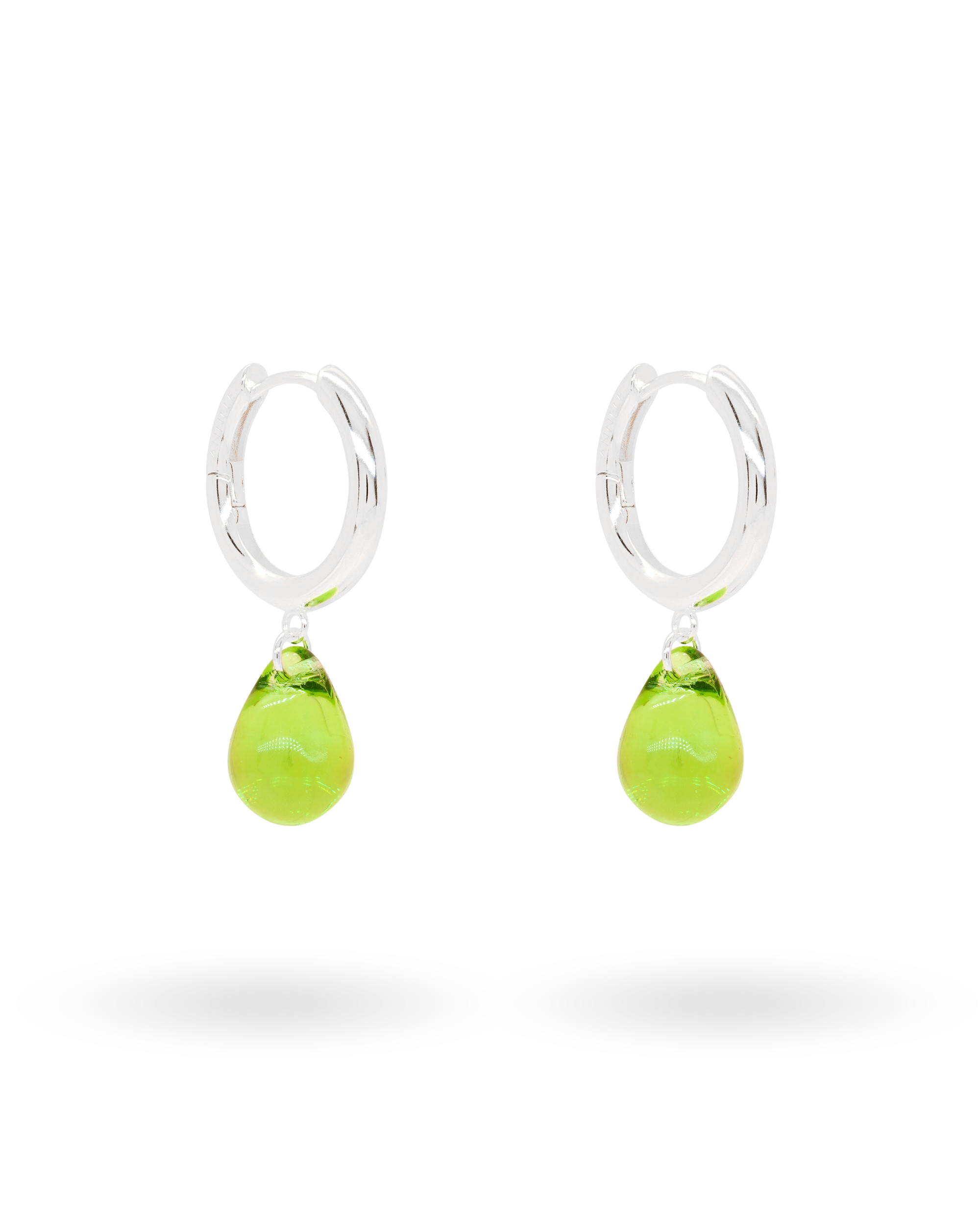 Sugar Drop Green Earrings in Silver