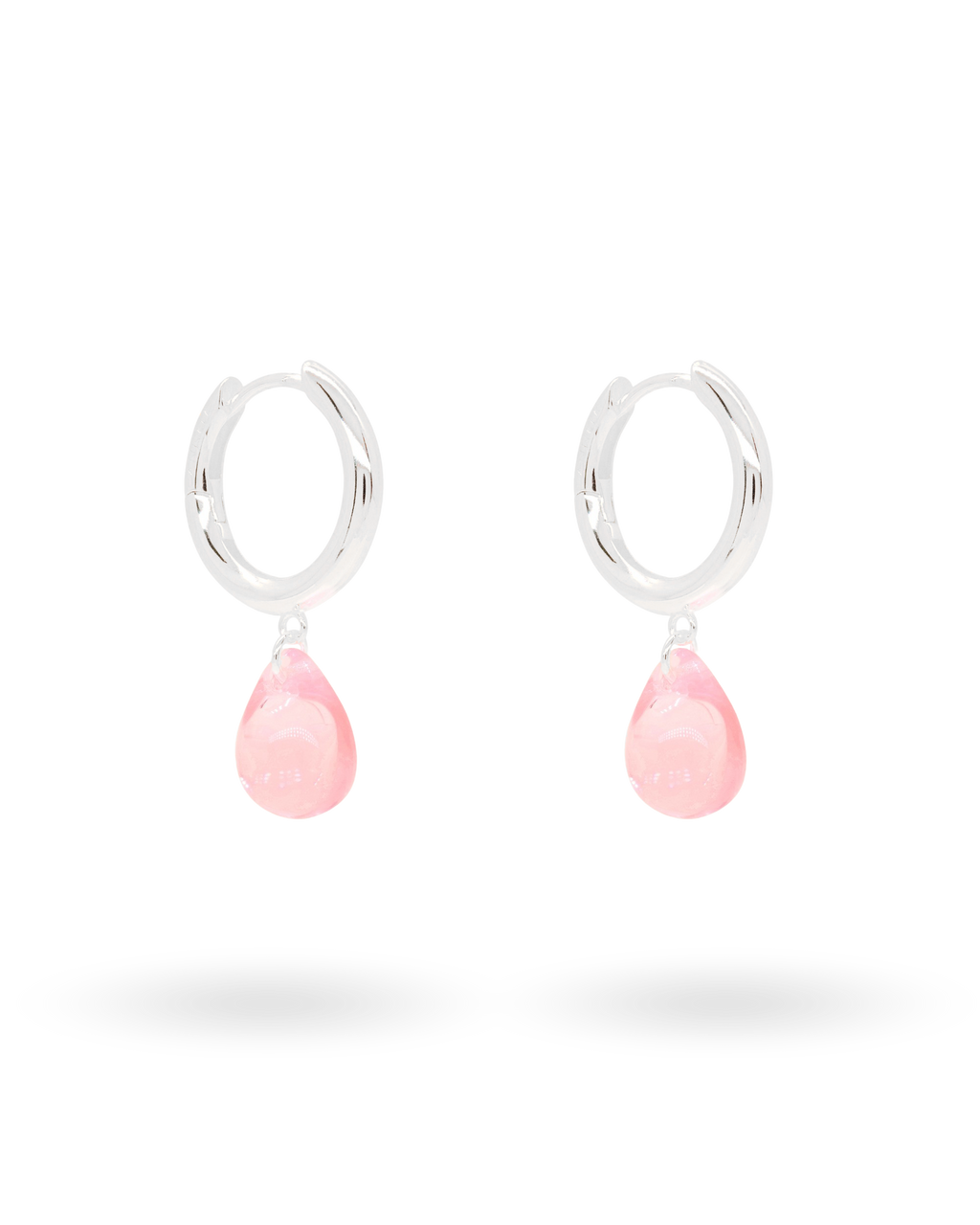 Sugar Drop Pink Earrings in Silver